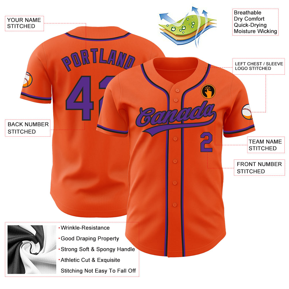 Cheap Custom Orange Purple-Black Authentic Baseball Jersey Free Shipping –  CustomJerseysPro