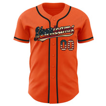 Load image into Gallery viewer, Custom Orange Vintage USA Flag-Black Authentic Baseball Jersey
