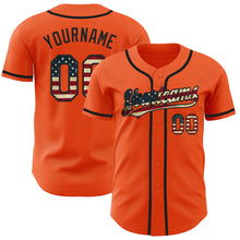 Load image into Gallery viewer, Custom Orange Vintage USA Flag-Black Authentic Baseball Jersey