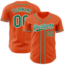 Charger l'image dans la galerie, Custom Orange Kelly Green Pinstripe Kelly Green-White Authentic Baseball Jersey
