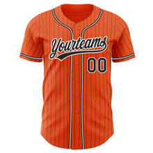 Загрузить изображение в средство просмотра галереи, Custom Orange Black Pinstripe Black-White Authentic Baseball Jersey