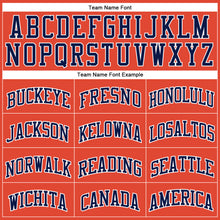 Load image into Gallery viewer, Custom Orange White Pinstripe Navy Authentic Basketball Jersey