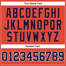 Load image into Gallery viewer, Custom Orange White Pinstripe Navy Authentic Basketball Jersey