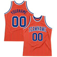 Charger l'image dans la galerie, Custom Orange White Pinstripe Royal Authentic Basketball Jersey