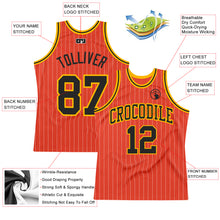 Charger l'image dans la galerie, Custom Orange White Pinstripe Black-Gold Authentic Basketball Jersey
