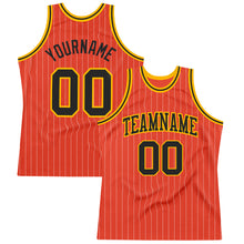 Charger l'image dans la galerie, Custom Orange White Pinstripe Black-Gold Authentic Basketball Jersey