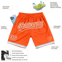 Laden Sie das Bild in den Galerie-Viewer, Custom Orange White-Gray Authentic Throwback Basketball Shorts