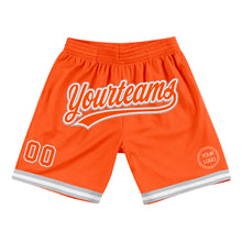 Laden Sie das Bild in den Galerie-Viewer, Custom Orange White-Gray Authentic Throwback Basketball Shorts