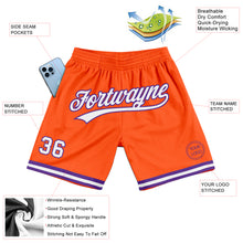 Laden Sie das Bild in den Galerie-Viewer, Custom Orange White-Purple Authentic Throwback Basketball Shorts