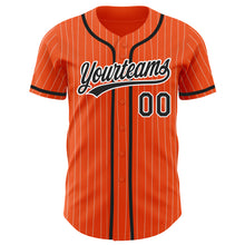 Загрузить изображение в средство просмотра галереи, Custom Orange White Pinstripe Black Authentic Baseball Jersey