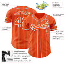 Charger l'image dans la galerie, Custom Orange White Pinstripe Gray Authentic Baseball Jersey