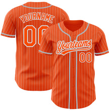 Charger l'image dans la galerie, Custom Orange White Pinstripe Gray Authentic Baseball Jersey