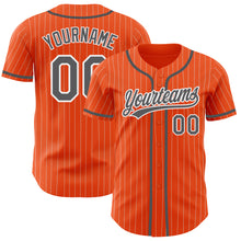Charger l'image dans la galerie, Custom Orange White Pinstripe Steel Gray Authentic Baseball Jersey