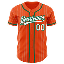 Загрузить изображение в средство просмотра галереи, Custom Orange White Pinstripe Kelly Green Authentic Baseball Jersey