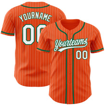 Загрузить изображение в средство просмотра галереи, Custom Orange White Pinstripe Kelly Green Authentic Baseball Jersey