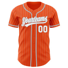 Загрузить изображение в средство просмотра галереи, Custom Orange White Pinstripe Gray Authentic Baseball Jersey