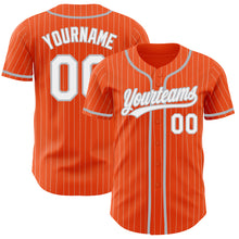 Загрузить изображение в средство просмотра галереи, Custom Orange White Pinstripe Gray Authentic Baseball Jersey