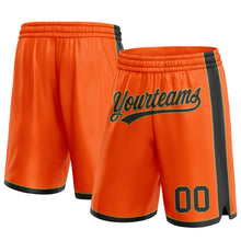 Laden Sie das Bild in den Galerie-Viewer, Custom Orange Black-Old Gold Authentic Basketball Shorts