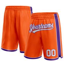 Laden Sie das Bild in den Galerie-Viewer, Custom Orange White-Purple Authentic Basketball Shorts