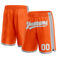 Laden Sie das Bild in den Galerie-Viewer, Custom Orange White-Gray Authentic Basketball Shorts