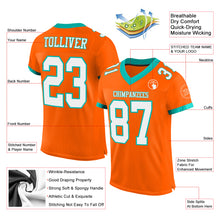 Load image into Gallery viewer, Custom Orange White-Aqua Mesh Authentic Football Jersey
