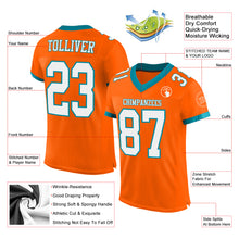 Загрузить изображение в средство просмотра галереи, Custom Orange White-Teal Mesh Authentic Football Jersey