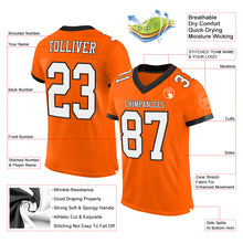Load image into Gallery viewer, Custom Orange White-Black Mesh Authentic Football Jersey