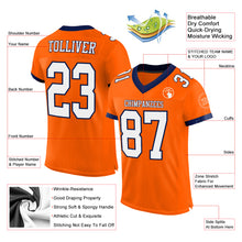 Load image into Gallery viewer, Custom Orange White-Navy Mesh Authentic Football Jersey
