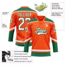 Charger l'image dans la galerie, Custom Orange White-Kelly Green Hockey Lace Neck Jersey