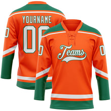 Charger l'image dans la galerie, Custom Orange White-Kelly Green Hockey Lace Neck Jersey