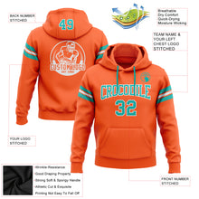 Laden Sie das Bild in den Galerie-Viewer, Custom Stitched Orange Aqua-White Football Pullover Sweatshirt Hoodie