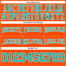 Laden Sie das Bild in den Galerie-Viewer, Custom Stitched Orange Aqua-White Football Pullover Sweatshirt Hoodie