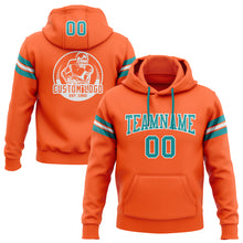 Laden Sie das Bild in den Galerie-Viewer, Custom Stitched Orange Teal-White Football Pullover Sweatshirt Hoodie