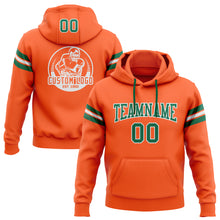 Load image into Gallery viewer, Custom Stitched Orange Kelly Green-White Football Pullover Sweatshirt Hoodie