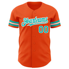 Загрузить изображение в средство просмотра галереи, Custom Orange Aqua-White Authentic Baseball Jersey