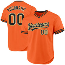 Load image into Gallery viewer, Custom Orange Black Cream-Old Gold Authentic Throwback Baseball Jersey
