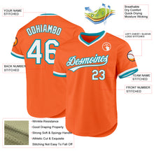 Charger l'image dans la galerie, Custom Orange White-Teal Authentic Throwback Baseball Jersey