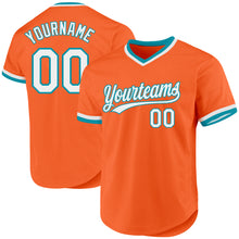 Charger l'image dans la galerie, Custom Orange White-Teal Authentic Throwback Baseball Jersey