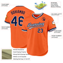 Load image into Gallery viewer, Custom Orange Navy-Gray Authentic Throwback Baseball Jersey
