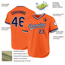 Charger l'image dans la galerie, Custom Orange Navy-Gray Authentic Throwback Baseball Jersey