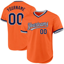 Load image into Gallery viewer, Custom Orange Navy-Gray Authentic Throwback Baseball Jersey
