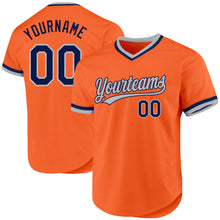 Charger l'image dans la galerie, Custom Orange Navy-Gray Authentic Throwback Baseball Jersey