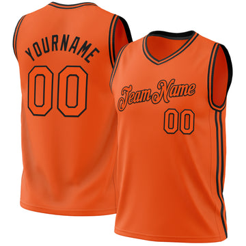 Custom Orange Black Authentic Throwback Basketball Jersey