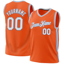 Загрузить изображение в средство просмотра галереи, Custom Orange White-Light Blue Authentic Throwback Basketball Jersey