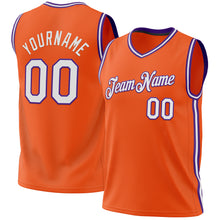 Загрузить изображение в средство просмотра галереи, Custom Orange White-Purple Authentic Throwback Basketball Jersey