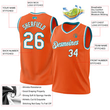 Загрузить изображение в средство просмотра галереи, Custom Orange White-Teal Authentic Throwback Basketball Jersey