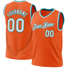 Загрузить изображение в средство просмотра галереи, Custom Orange White-Teal Authentic Throwback Basketball Jersey