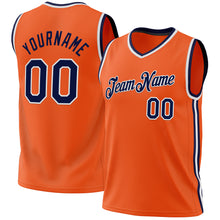 Загрузить изображение в средство просмотра галереи, Custom Orange Navy-White Authentic Throwback Basketball Jersey