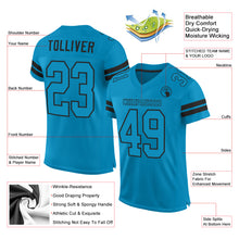Load image into Gallery viewer, Custom Panther Blue Panther Blue-Black Mesh Authentic Football Jersey
