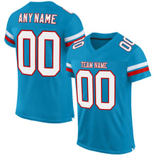 Load image into Gallery viewer, Custom Panther Blue White-Red Mesh Authentic Football Jersey
